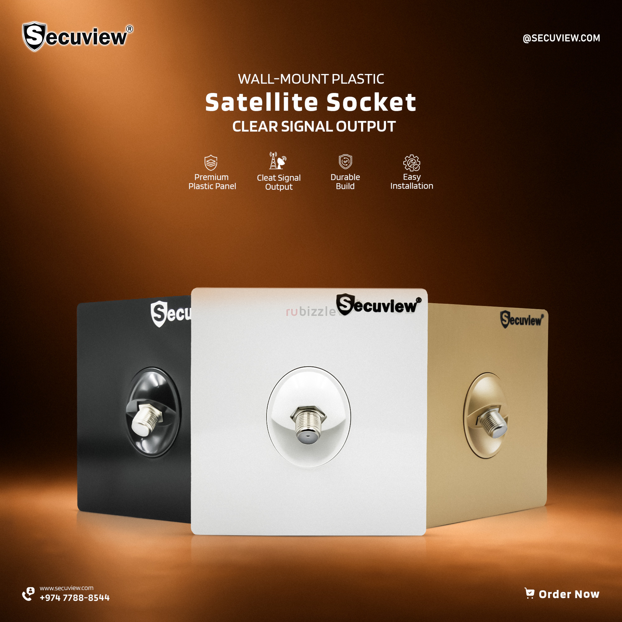 Secuview Wall-Mount Plastic Satellite Socket | Clear signal Output.