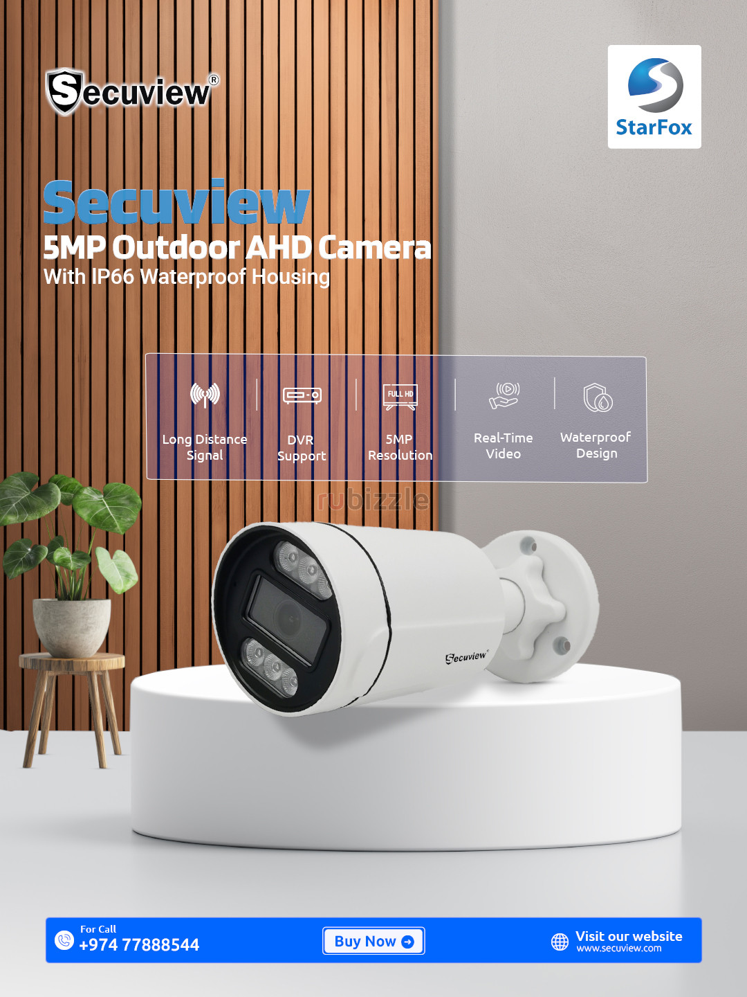 Secuview 5MP Outdoor AHD Camera with lP66 Waterproof Housing.