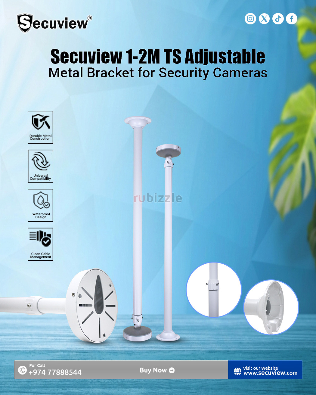 Secuview 1-2M TS Adjustable Metal Bracket for Security Cameras.