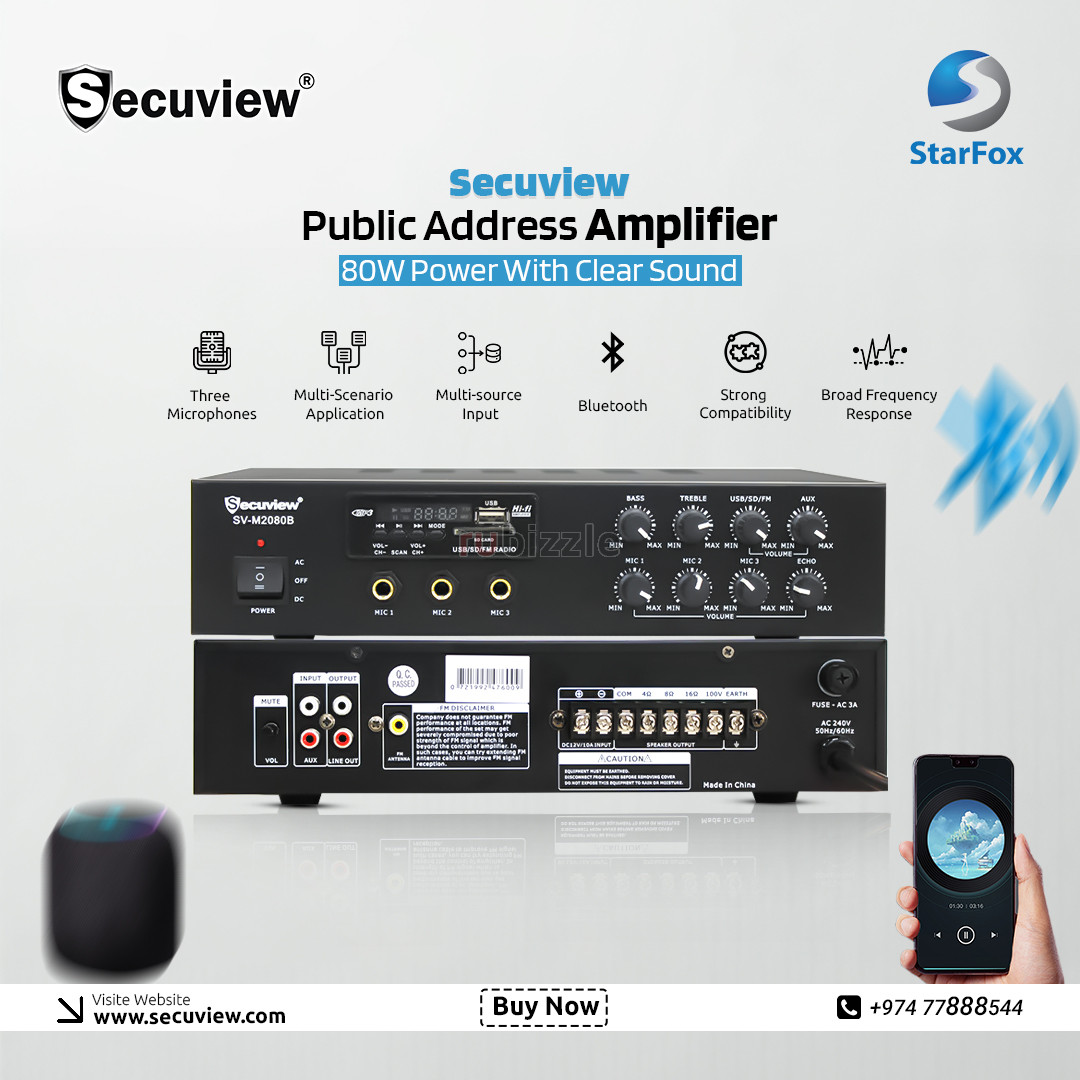 Secuview 80W Power Public Address Amplifier With Clear Sound