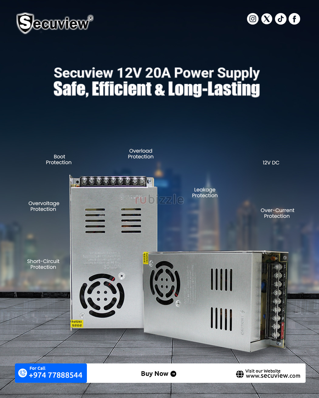 Secuview 12V 20A Power Supply –Safe, Efficient & Long-Lasting