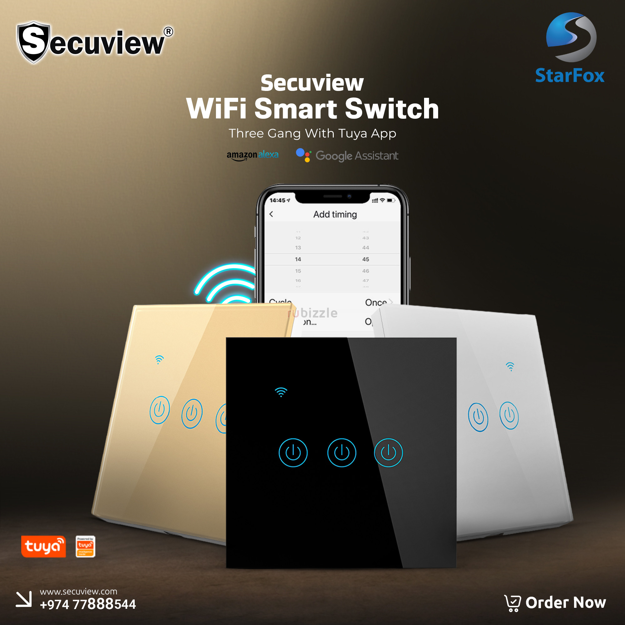 Secuview 3 Gang WiFi Smart Switch (Tuya App)