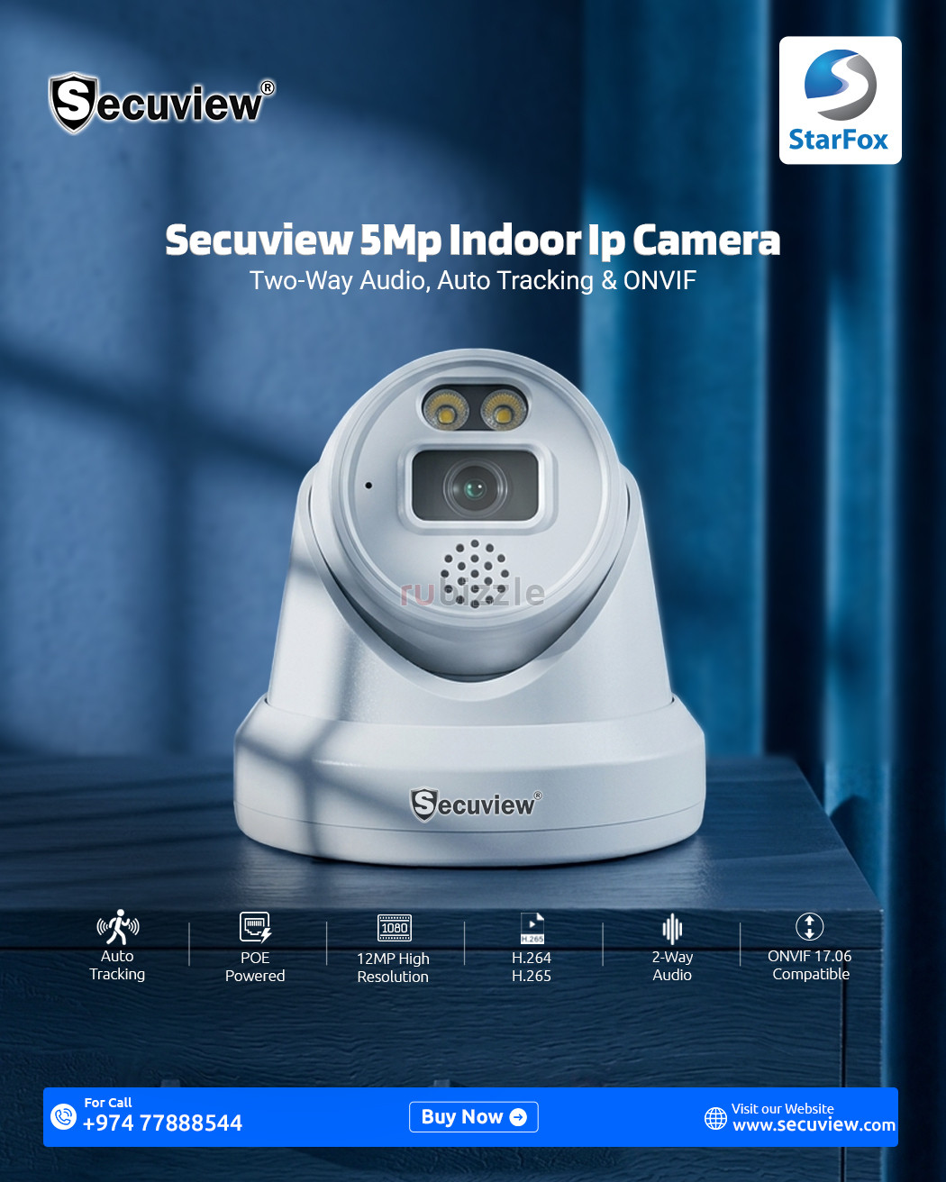 Secuview 5Mp Indoor Ip Camera | Two-Way Audio, Auto Tracking & ONVIF.