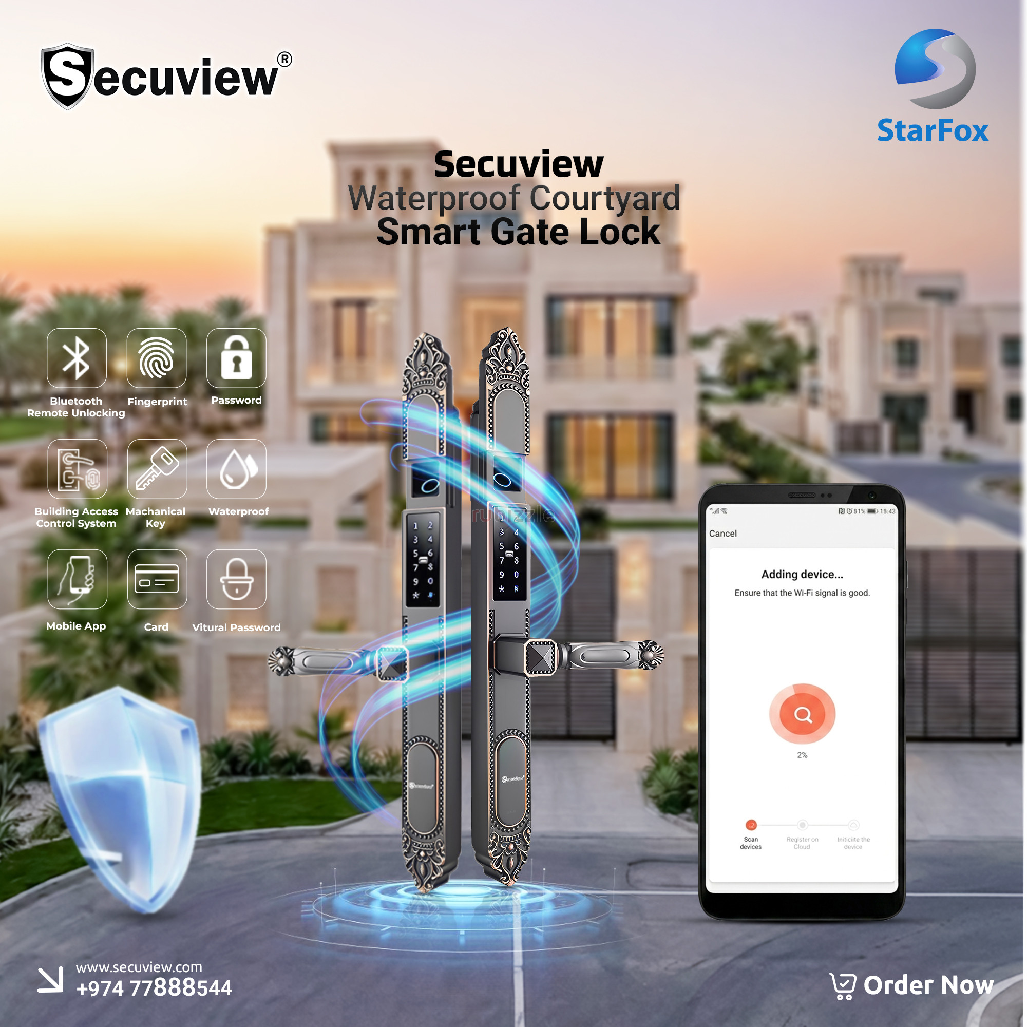 Secuview Waterproof Smart Courtyard Gate Lock
