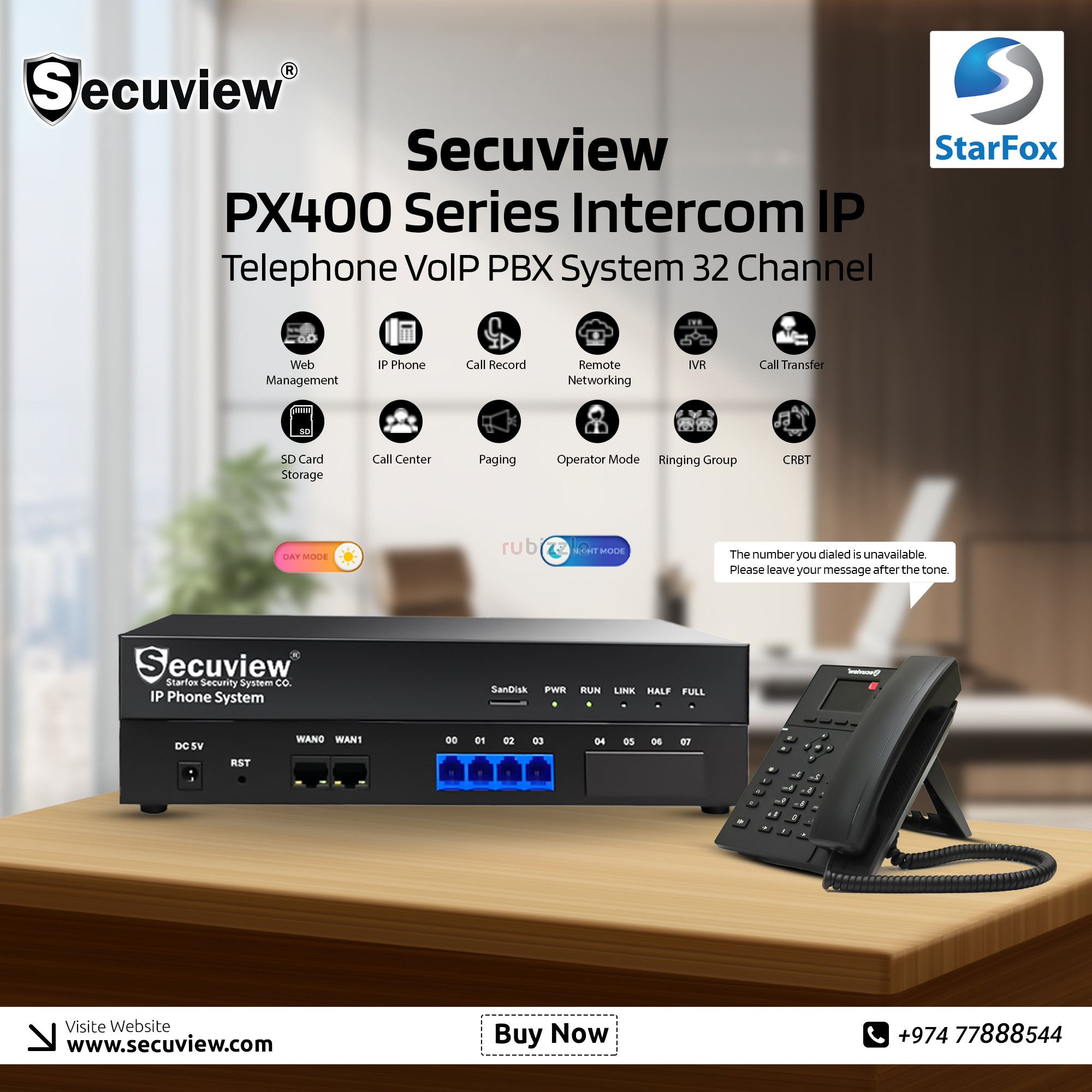 Secuview PX400 Series | Telephone VolP Intercom lP PBX System 32 Chann