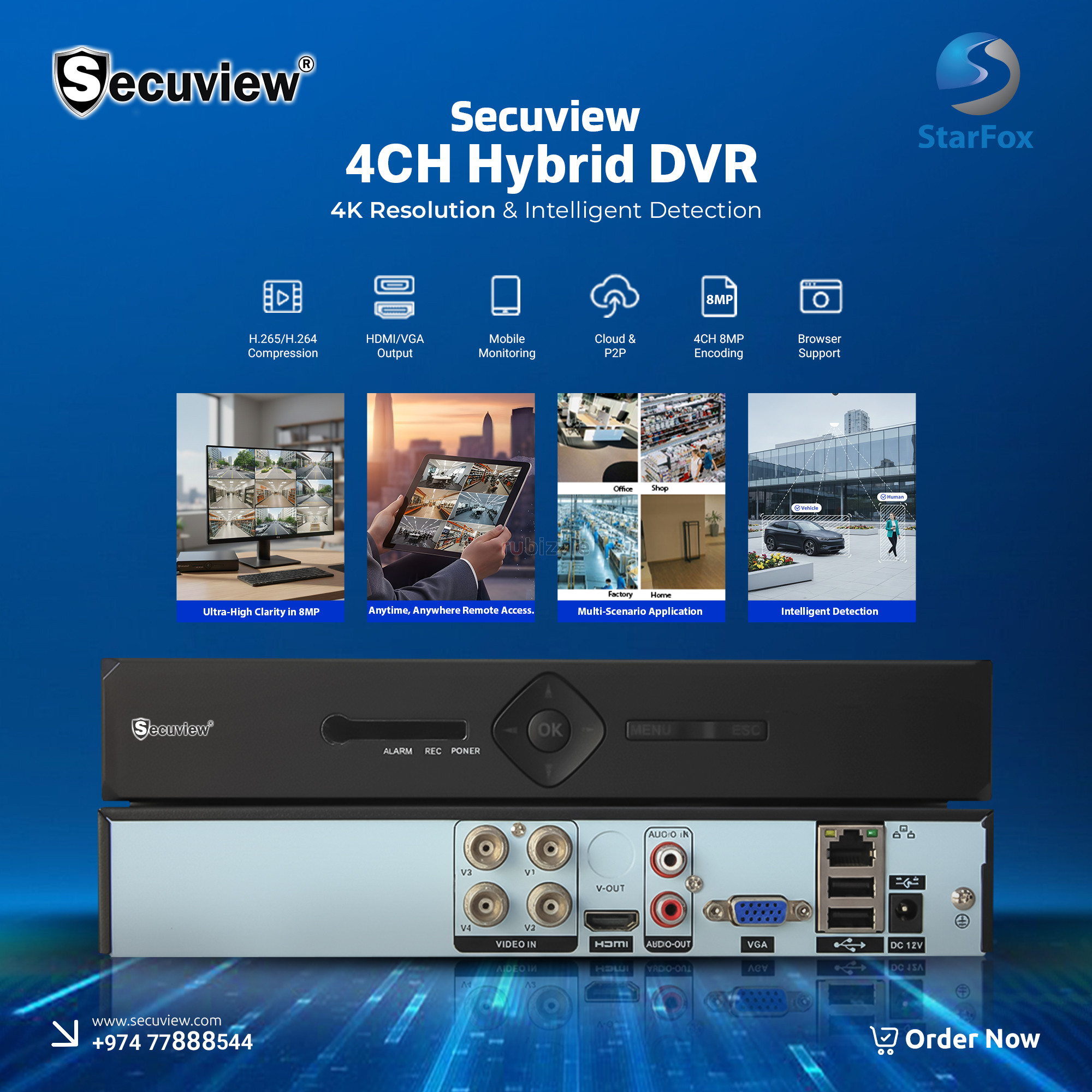 Secuview 4CH Hybrid DVR – 4K Resolution