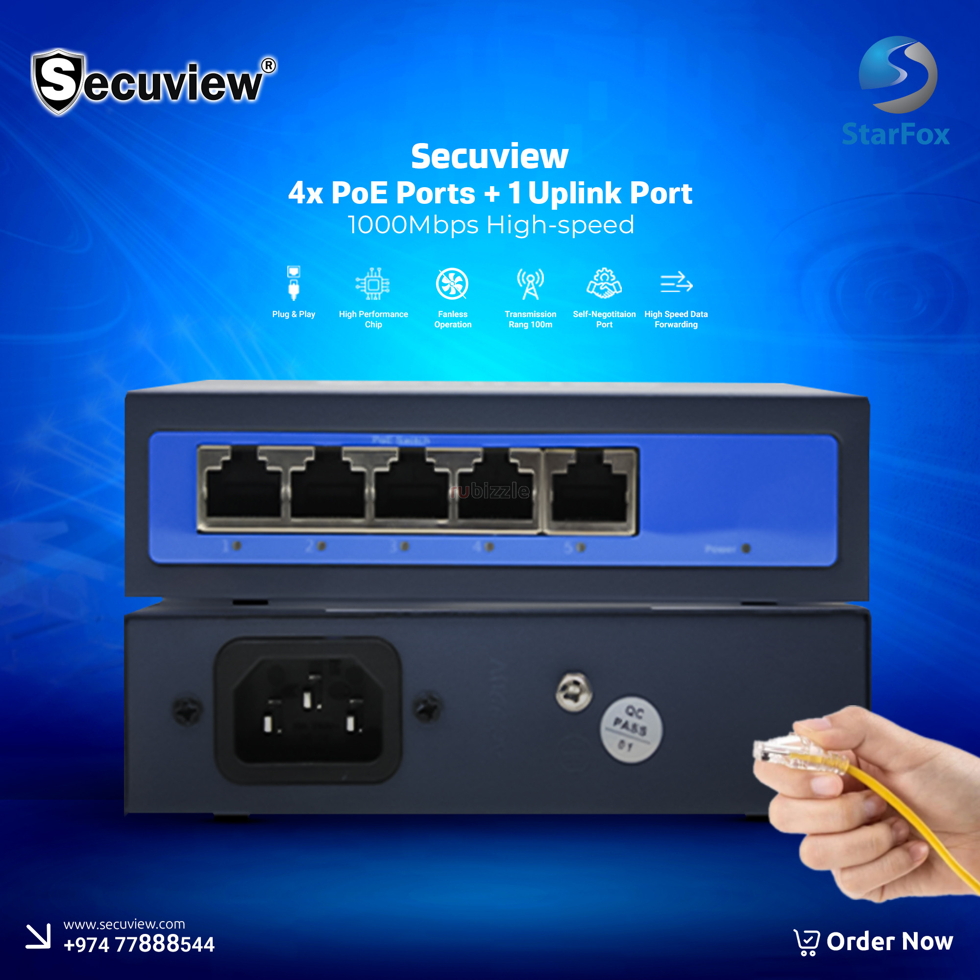 Secuview 4× PoE + 1 Uplink Gigabit Switch