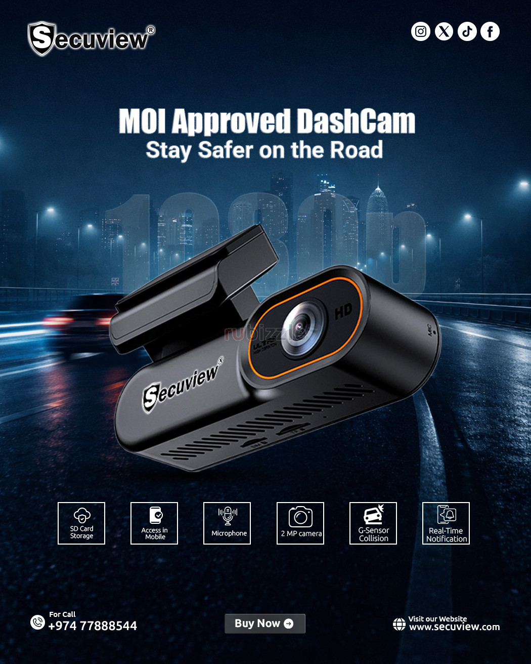 Secuview 4G Smart Dash Cam – MOI Approved, 1080p Full HD with Smart Fe